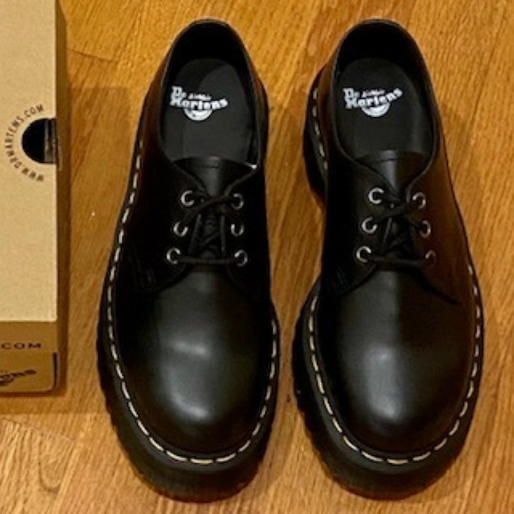 Dr. Martens 1461 Smooth Leather Platform Shoes - Black Women Size 7